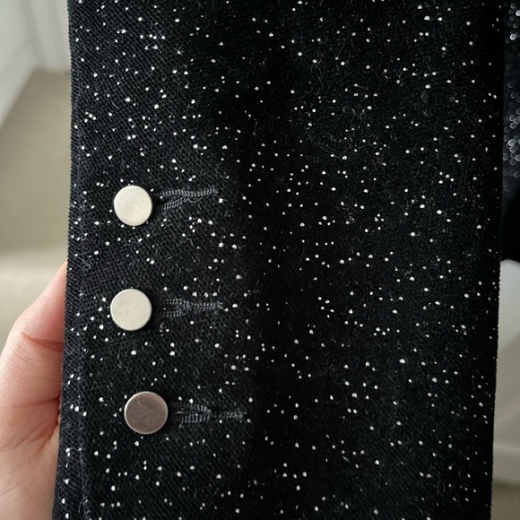 American Retro | ✨Vintage Black Velour Blazer with Silver Glitter ✨ | Size 6 - Picture 9 of 11